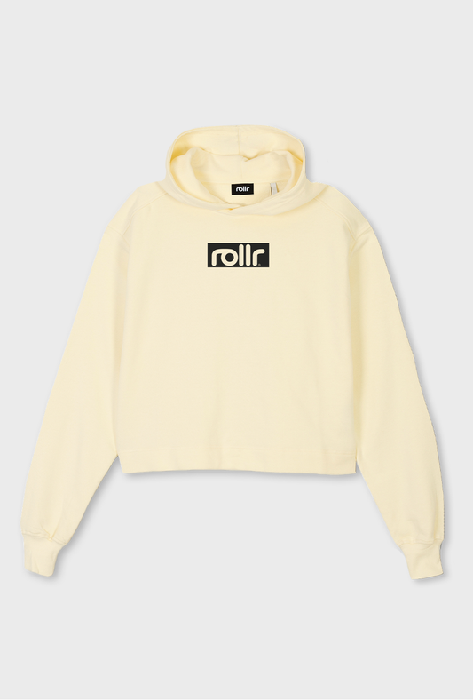 rollr clothing heavyweight vanilla cream box fit hoodie made from french terry fabric 100% organic cotton