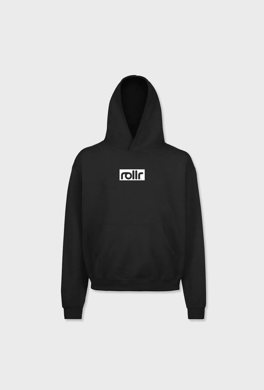 luxury streetwear roller apparel oversized hoodied sweatshirt in black with bold box rollr logo